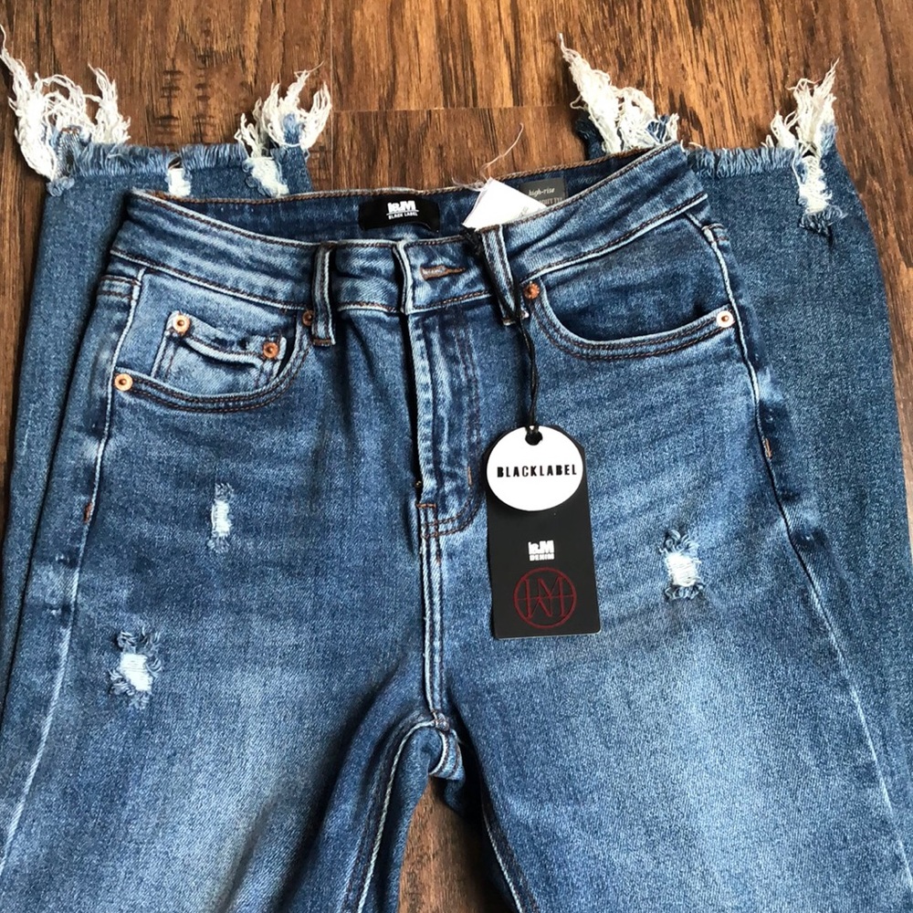 high rise slim straight jeans